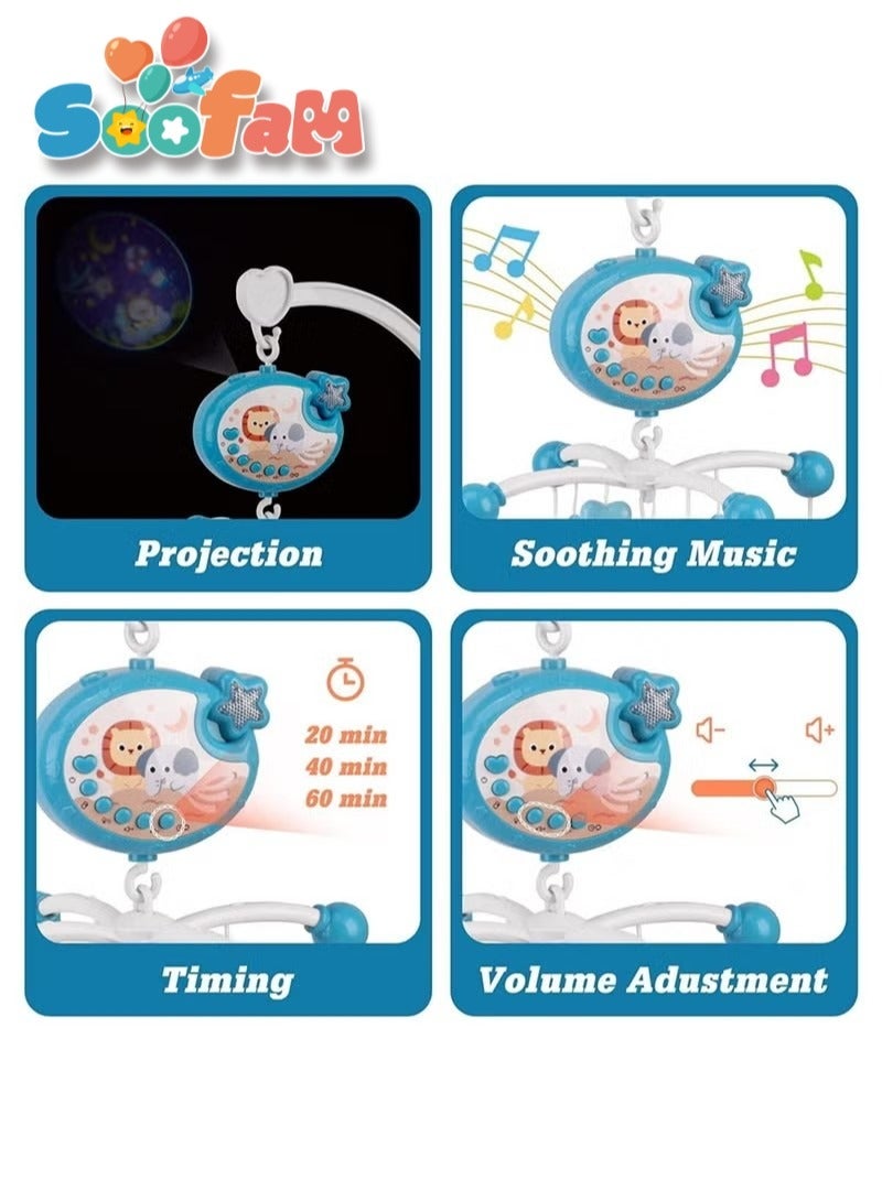 سوفام جهاز محمول لمقاعد الأطفال بالموسيقى والأضواء، جهاز محمول لمقاعد الأطفال بالتناوب، عرض القمر والنجوم، ألعاب مهرب الأطفال للفتيات الصبيان (أزرق) - Image 5