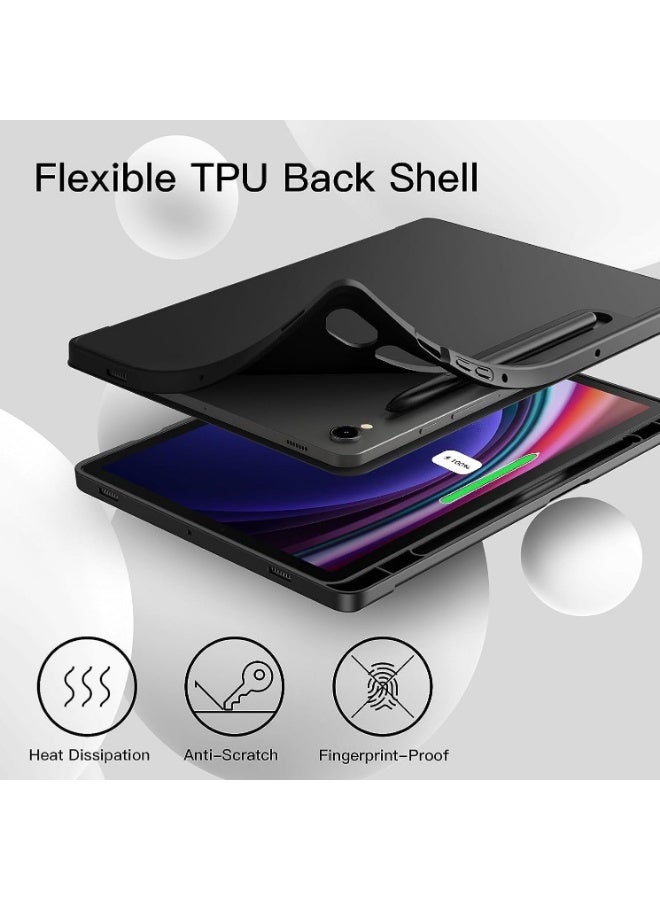 بروتيكت غطاء تابلت سامسونج تاب S10 FE | ثلاثي الطي | قفل مغناطيسي | وظيفة تشغيل/إيقاف تلقائي | حامل قلم | سيليكون مقاوم للصدمات | مضاد للبصمات | أسود | الموديل: PSTS10FEBLK - Image 4