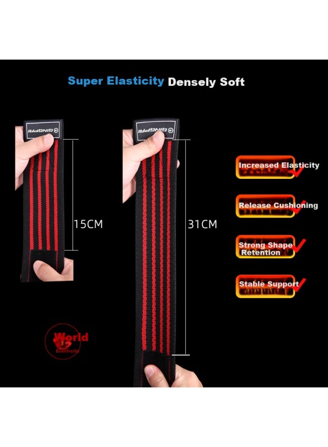 Gingpai Sport Squat Fitness Knee Sleeves Bodybuilding Elastic Bandage Wrapping Knee Strength Weightlifting Equipment Training 2.5m Red White Black - Image 2