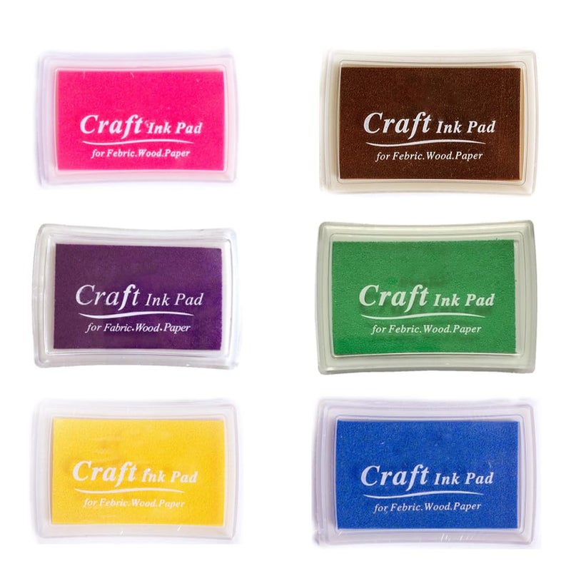 JZTang 6 Pcs Craft Ink Pad Washable Ink Pads Multicolor Ink Pads for Rubber Stamps Paper Scrapbooking Wood Fabric 6 Unique Pure Colors
