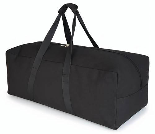 DoYiKe Extra Large Canvas Travel Duffle Bag Heavy Duty Sports Military Camping Tent Travel Storage Black - Image 1