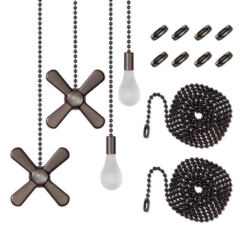 Ceiling Fan Pull Chain  Including 4Pcs Beaded Ball Fan Pull Chain Pendant Extra 8Pcs Pull Loop Connectors 2Pcs 36 inches Fan Pull Chain Extension Oil Rubbed Bronze