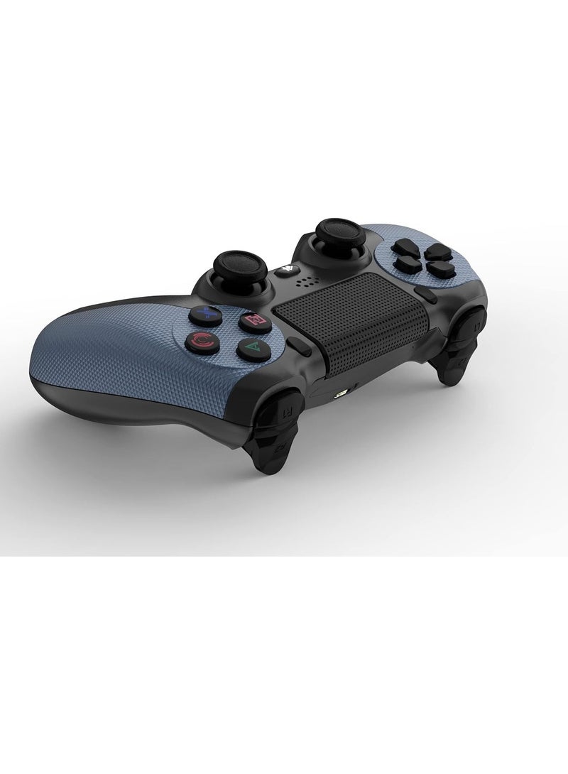 وحدة تحكم ألعاب لاسلكية لجهاز PS4/PS4 Slim/PS4 pro/PC مع كابل شحن USB مع لوحة لمس قابلة للنقر والاهتزاز ووظيفة الصوت وشريط إضاءة ومضاد للانزلاق (أزرق) - Image 4