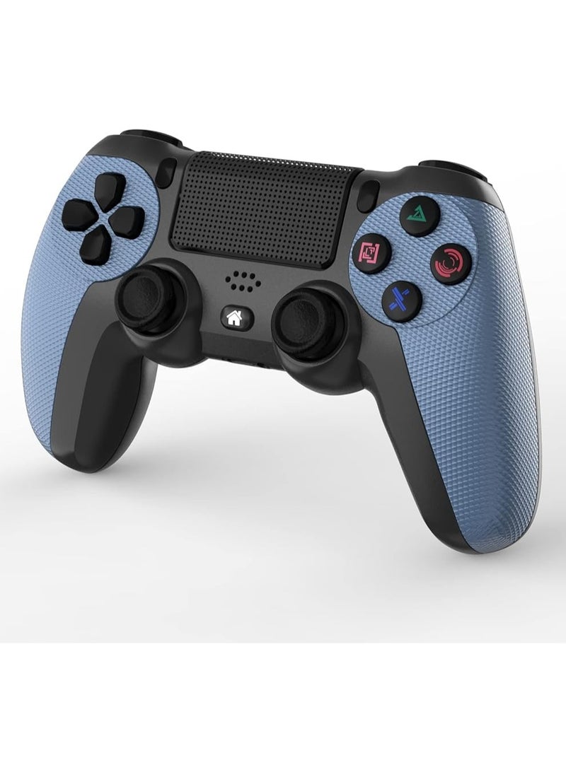 وحدة تحكم ألعاب لاسلكية لجهاز PS4/PS4 Slim/PS4 pro/PC مع كابل شحن USB مع لوحة لمس قابلة للنقر والاهتزاز ووظيفة الصوت وشريط إضاءة ومضاد للانزلاق (أزرق) - Image 2