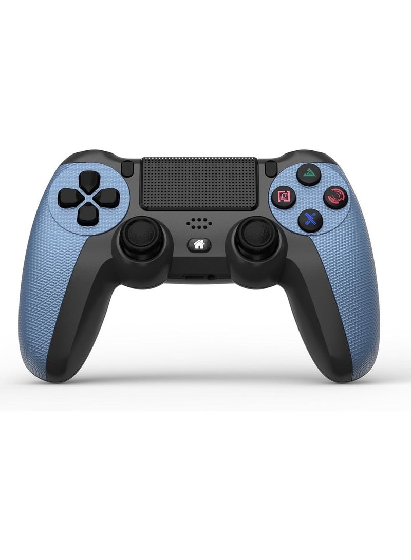 وحدة تحكم ألعاب لاسلكية لجهاز PS4/PS4 Slim/PS4 pro/PC مع كابل شحن USB مع لوحة لمس قابلة للنقر والاهتزاز ووظيفة الصوت وشريط إضاءة ومضاد للانزلاق (أزرق) - Image 1