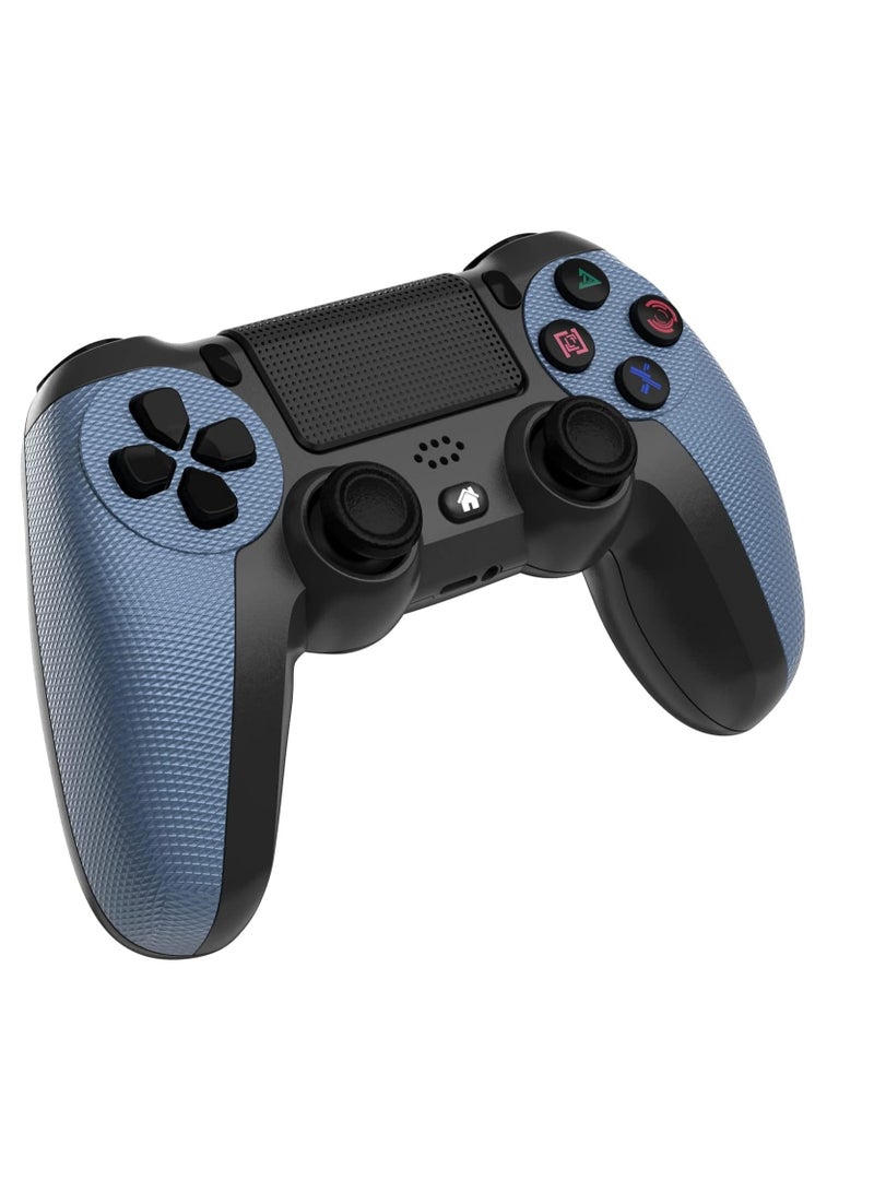 وحدة تحكم ألعاب لاسلكية لجهاز PS4/PS4 Slim/PS4 pro/PC مع كابل شحن USB مع لوحة لمس قابلة للنقر والاهتزاز ووظيفة الصوت وشريط إضاءة ومضاد للانزلاق (أزرق) - Image 3