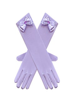 Loquat Girls' Spring and Autumn Long Gloves Purple  - Image 1