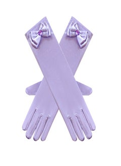 Loquat Girls' Spring and Autumn Long Gloves Purple  - Image 2