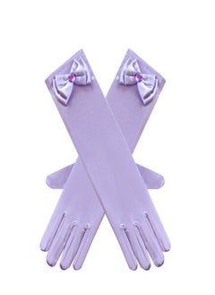 Loquat Girls' Spring and Autumn Long Gloves Purple  - Image 3