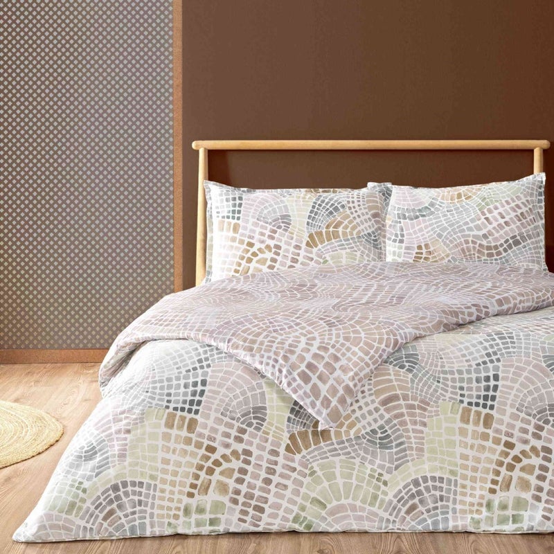 Linens Allday Artisan Cotton Satin Double Duvet Cover Set Multicoloured  - Image 1