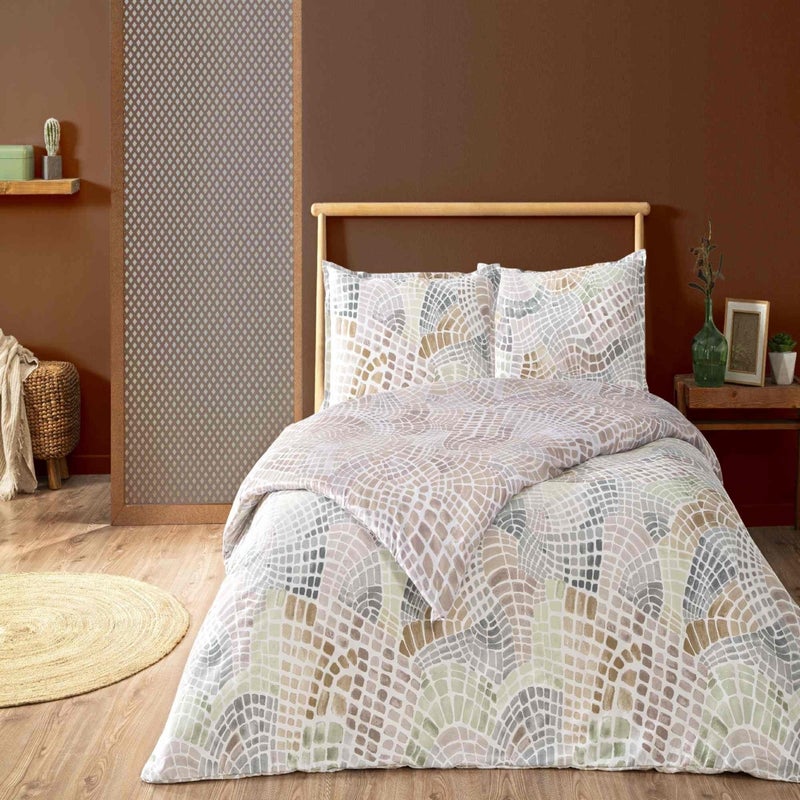 Linens Allday Artisan Cotton Satin Double Duvet Cover Set Multicoloured  - Image 3