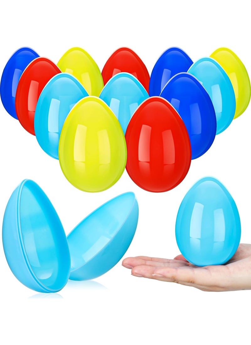Leitee Leitee 12 Pcs 4 Inch Fillable Easter Eggs Colorful Empty Plastic Surprise Egg Bright Color for Hunt Party Supplies Stuffed Basket Easter Decorations Presents Classroom Prize  - Image 1