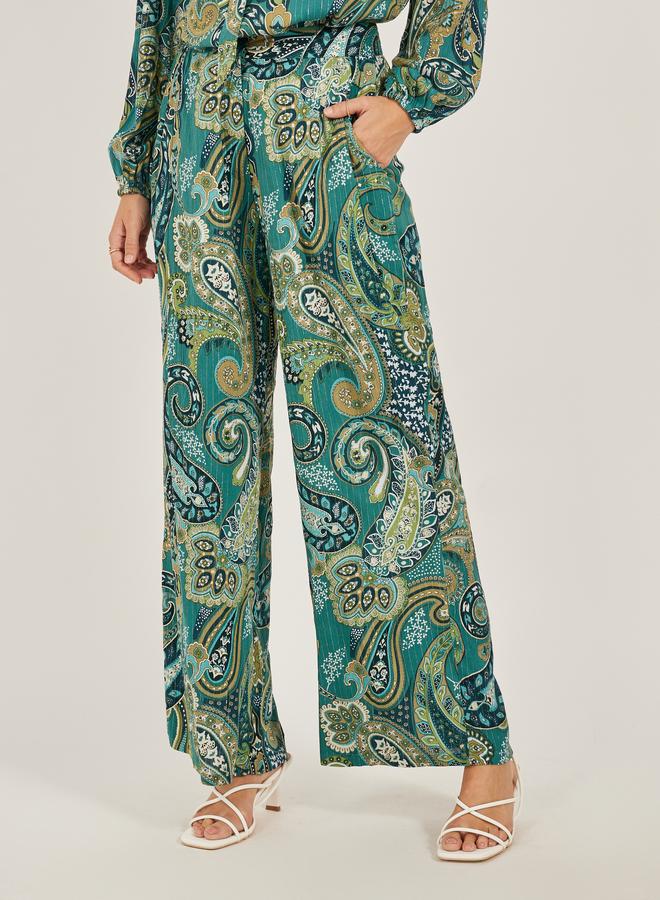 Styli Styli Paisley Print Tie-Up Neck Top and Wide Leg Pants Co-Ords - Image 5