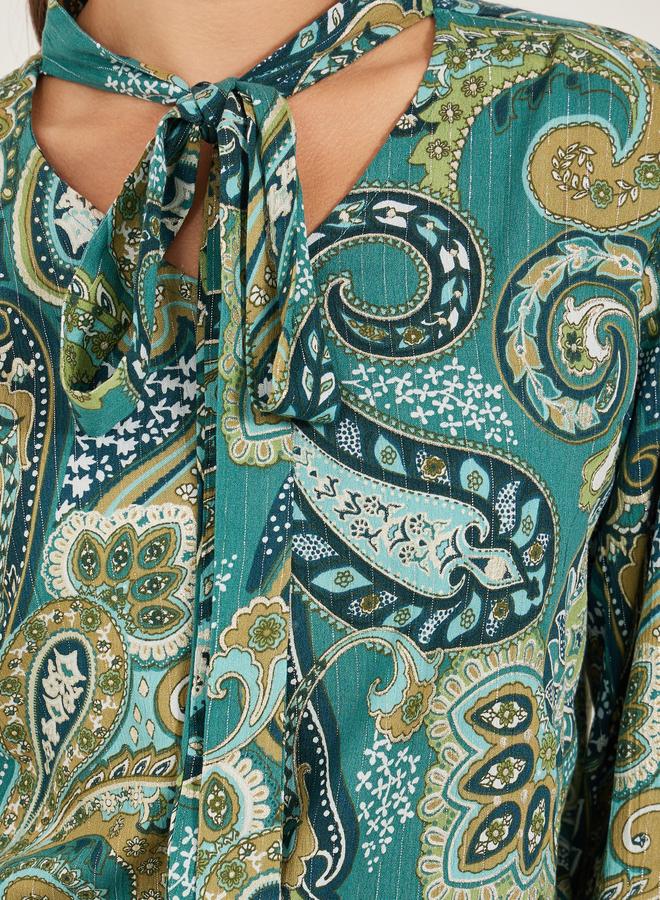 Styli Styli Paisley Print Tie-Up Neck Top and Wide Leg Pants Co-Ords - Image 4