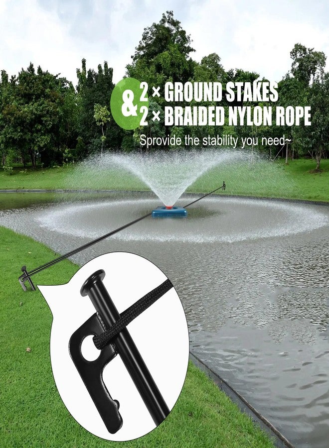 Goldlife Pond Fountain Aerator Fixing Accessories - 2×Metal Ground Stakes with 2×101ft Braided Nylon Rope, Heavy Duty Tent Stake Pegs and Paracord For Camping Tent, Canopies, Carport, Fountain Aerator - Image 2