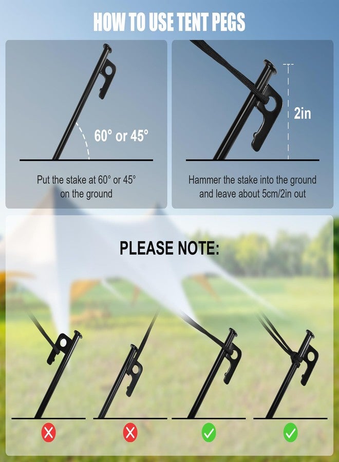 Goldlife Pond Fountain Aerator Fixing Accessories - 2×Metal Ground Stakes with 2×101ft Braided Nylon Rope, Heavy Duty Tent Stake Pegs and Paracord For Camping Tent, Canopies, Carport, Fountain Aerator - Image 5
