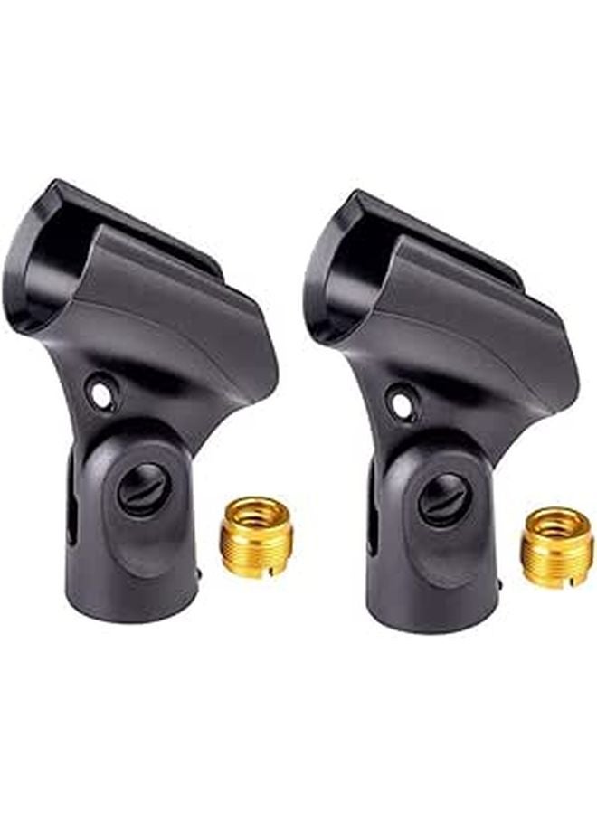 2 Pcs Microphone Clip Holders With Adapters For Handheld Microphones KTV Stage Concert Use - Image 1