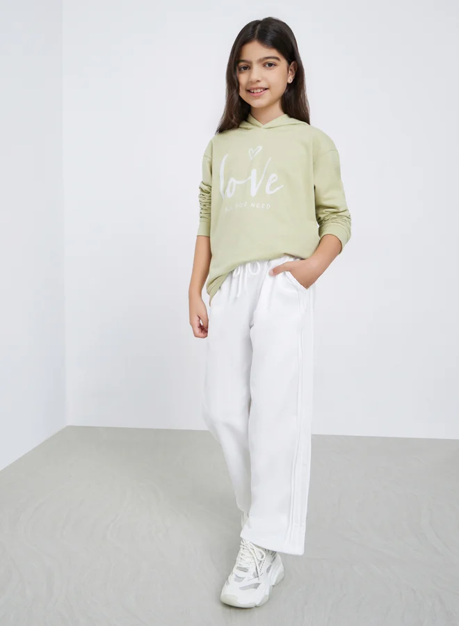 ستايلي جوغر واسع سادة بتفاصيل جانبية مطوية