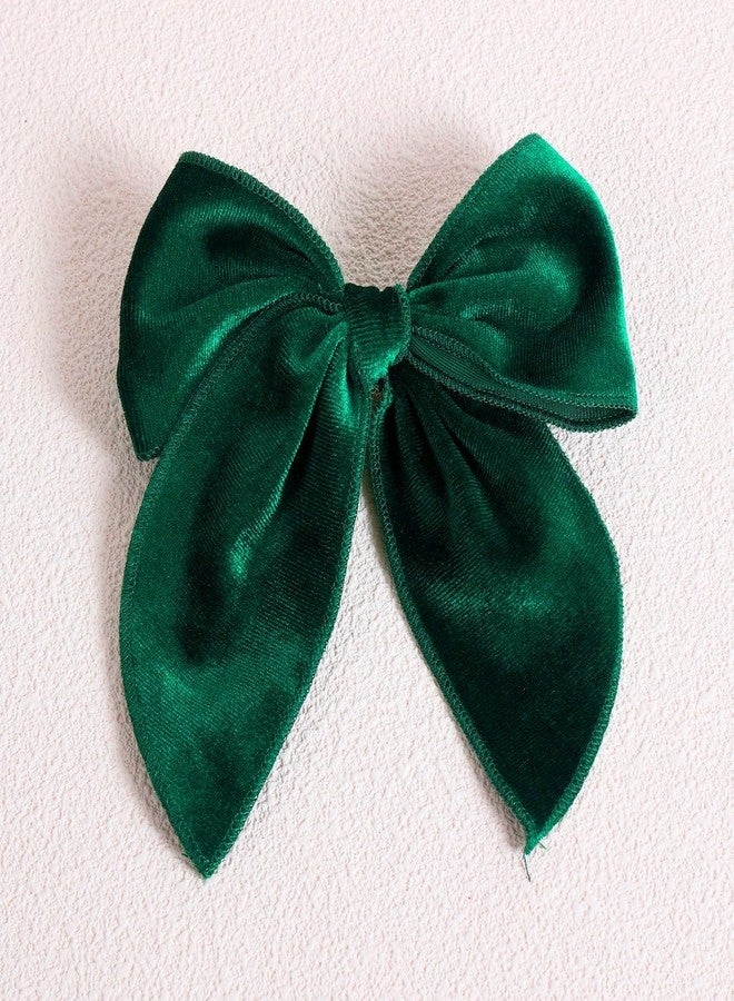KCHIES 5" Christmas Velvet Hair Bows Dark Green Ribbon Fable Bow Alligator Clips Toddler Teen Baby Girls Kids Big Velvet Sailor Bow Cheer Barrettes Headband Dress Decor Accessory Xmas Gift - Image 3