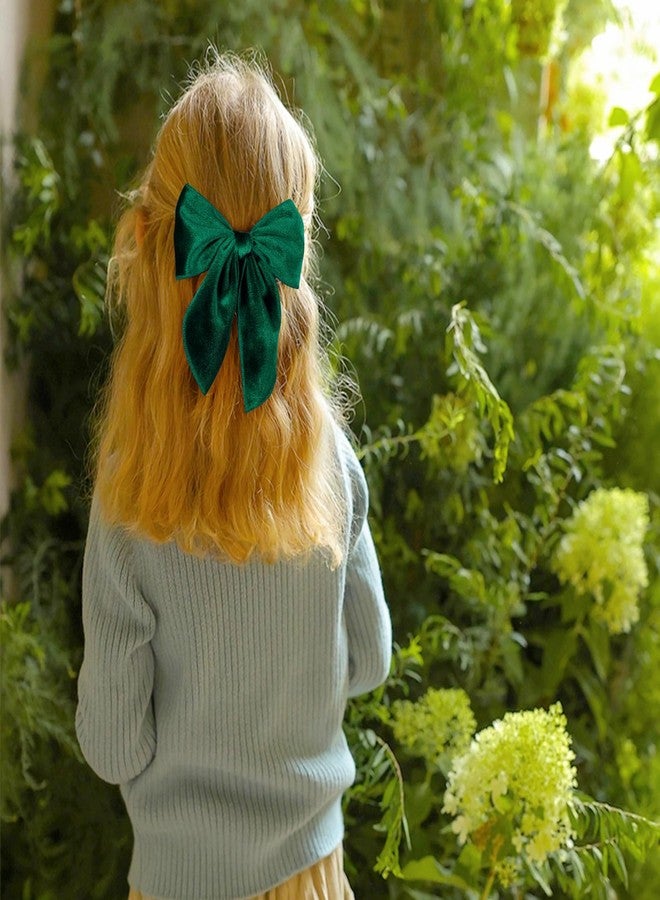 KCHIES 5" Christmas Velvet Hair Bows Dark Green Ribbon Fable Bow Alligator Clips Toddler Teen Baby Girls Kids Big Velvet Sailor Bow Cheer Barrettes Headband Dress Decor Accessory Xmas Gift - Image 4