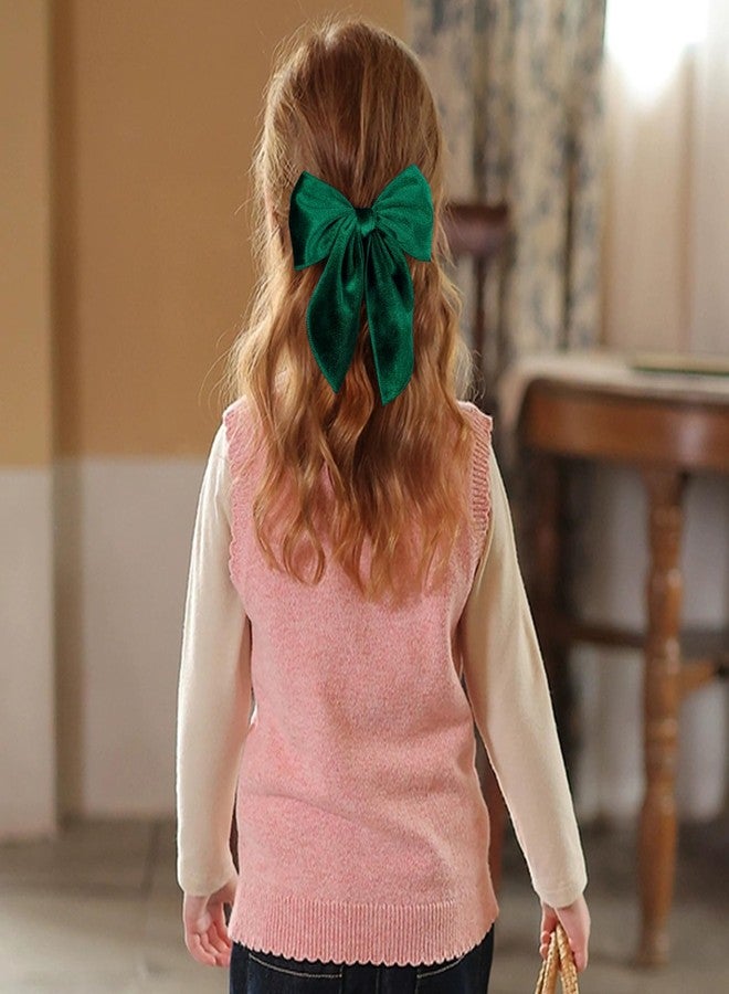 KCHIES 5" Christmas Velvet Hair Bows Dark Green Ribbon Fable Bow Alligator Clips Toddler Teen Baby Girls Kids Big Velvet Sailor Bow Cheer Barrettes Headband Dress Decor Accessory Xmas Gift - Image 5