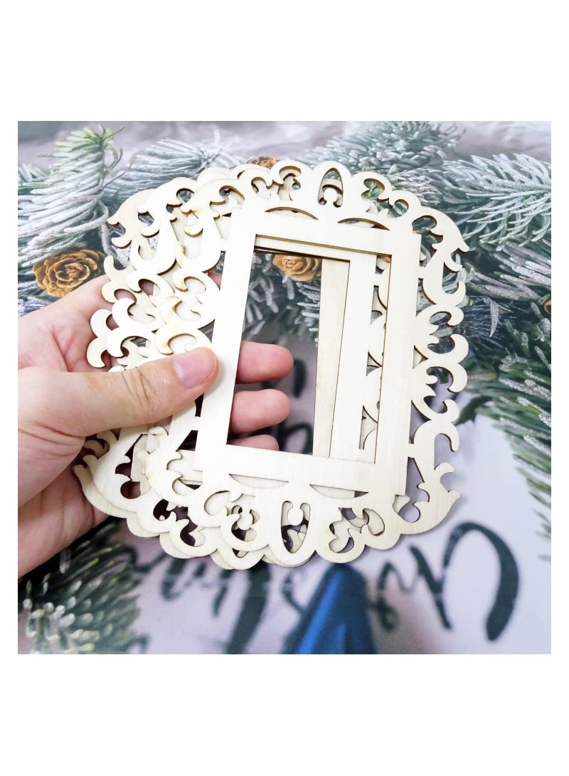 كاست ويف Wooden Picture Frames, Creativity with 12 Blank Unfinished Wooden Picture Frames - Perfect for DIY Crafts, Home Decor, and Tree Hanging. Includes Jute Rope for Wallet-Sized Photo Masterpieces - Image 5