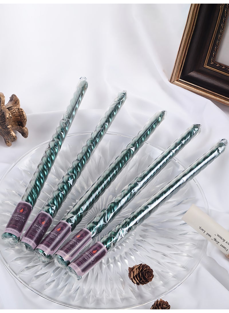 4pcs Green Boxed European Style Tapered Metallic Twisted Candles for Home, Romantic Wedding, Birthday Decoration - Image 2