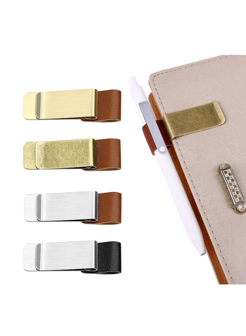 Oasisgalore 4Pcs Pen Clips for Notebook PU Leather Pen Loop Holder for Journal, Planner  - Image 1