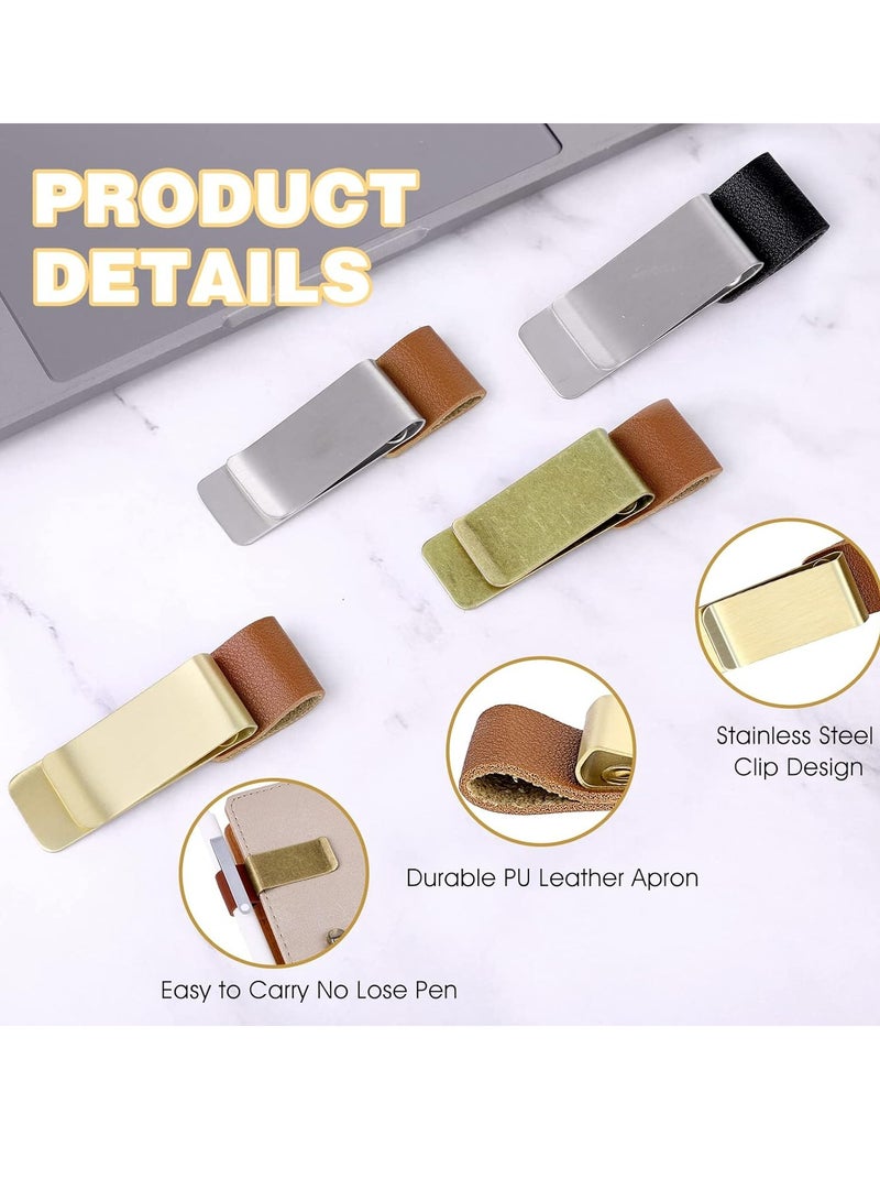 Oasisgalore 4Pcs Pen Clips for Notebook PU Leather Pen Loop Holder for Journal, Planner  - Image 3