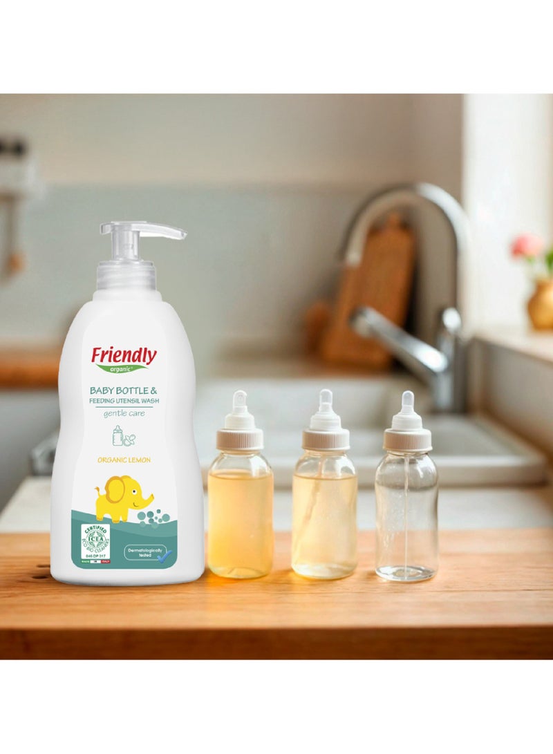 FRIENDLY ORGANIC منظف زجاجة الرضاعة وأدوات التغذية العضوي 500 مل | تركيبة عضوية من الليمون النباتي | تنظيف لطيف وغير سام للزجاجات والحلمات والإكسسوارات - Image 3