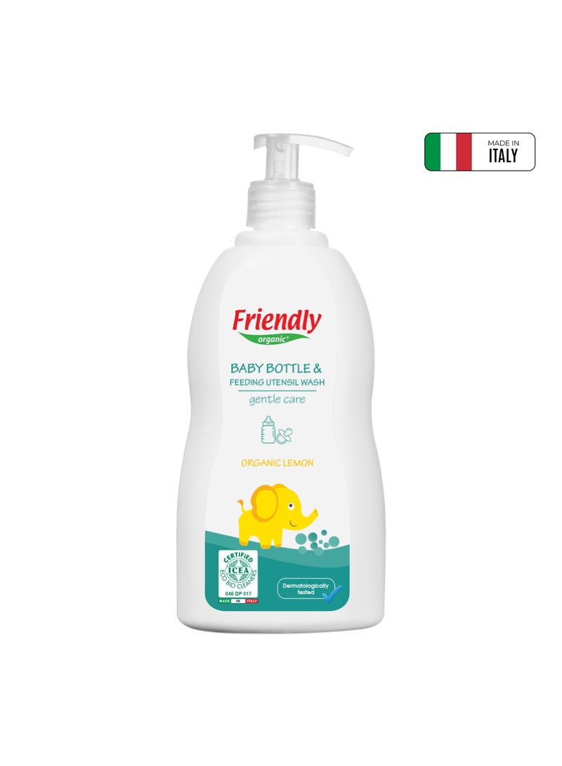 FRIENDLY ORGANIC منظف زجاجة الرضاعة وأدوات التغذية العضوي 500 مل | تركيبة عضوية من الليمون النباتي | تنظيف لطيف وغير سام للزجاجات والحلمات والإكسسوارات - Image 1