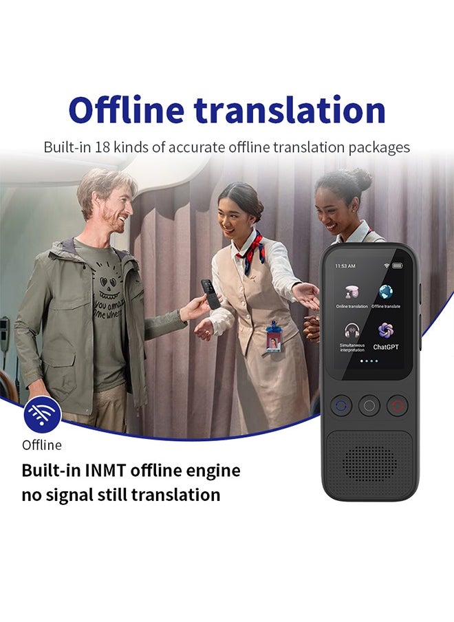 S80 Translator - Compact Multi-Function Translation Device with 2-Inch Touch Screen, Music & Video Support, and ChatGPT Integration, Simultaneous interpretation of 138 voices, 25 exchange rates, and 18 offline translations