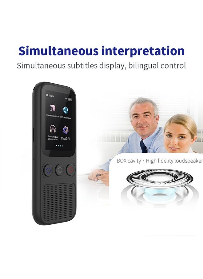 S80 Translator - Compact Multi-Function Translation Device with 2-Inch Touch Screen, Music & Video Support, and ChatGPT Integration, Simultaneous interpretation of 138 voices, 25 exchange rates, and 18 offline translations
