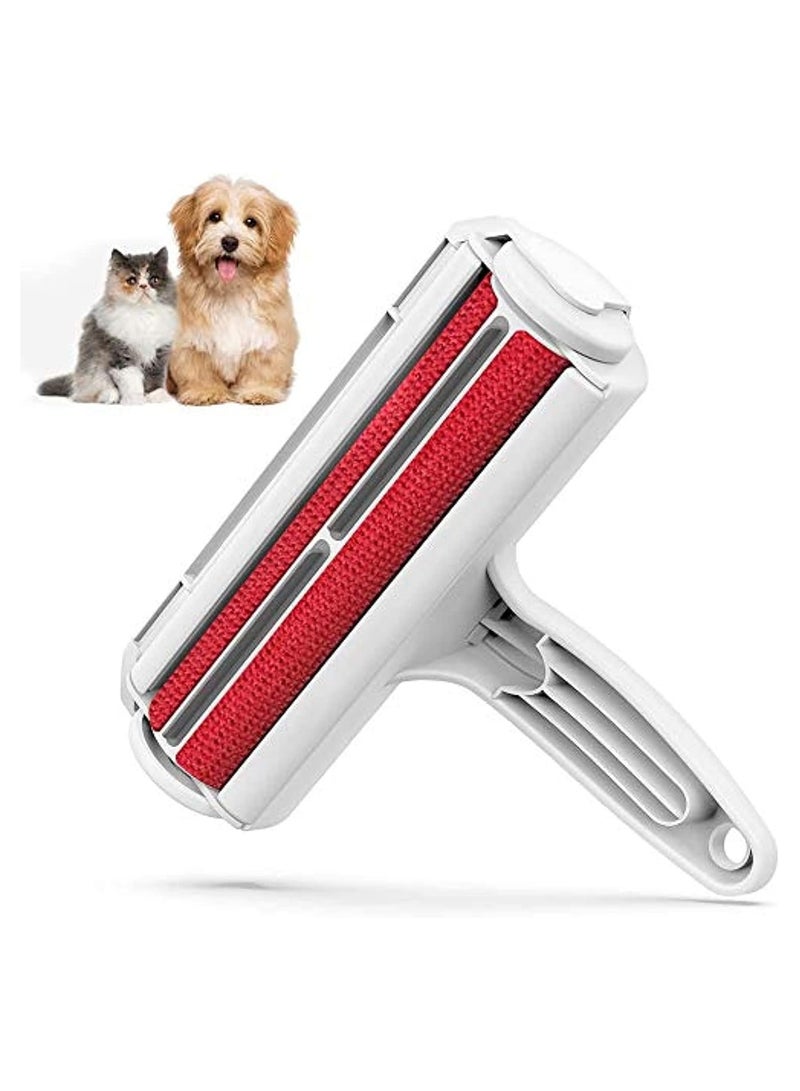 BJM Pet Hair Remover Roller - Dog & Cat Fur Remover with Self-Cleaning Base - Efficient Animal Hair Removal Tool - Perfect for Furniture, Couch, Carpet, Car Seat (Red) - Image 1