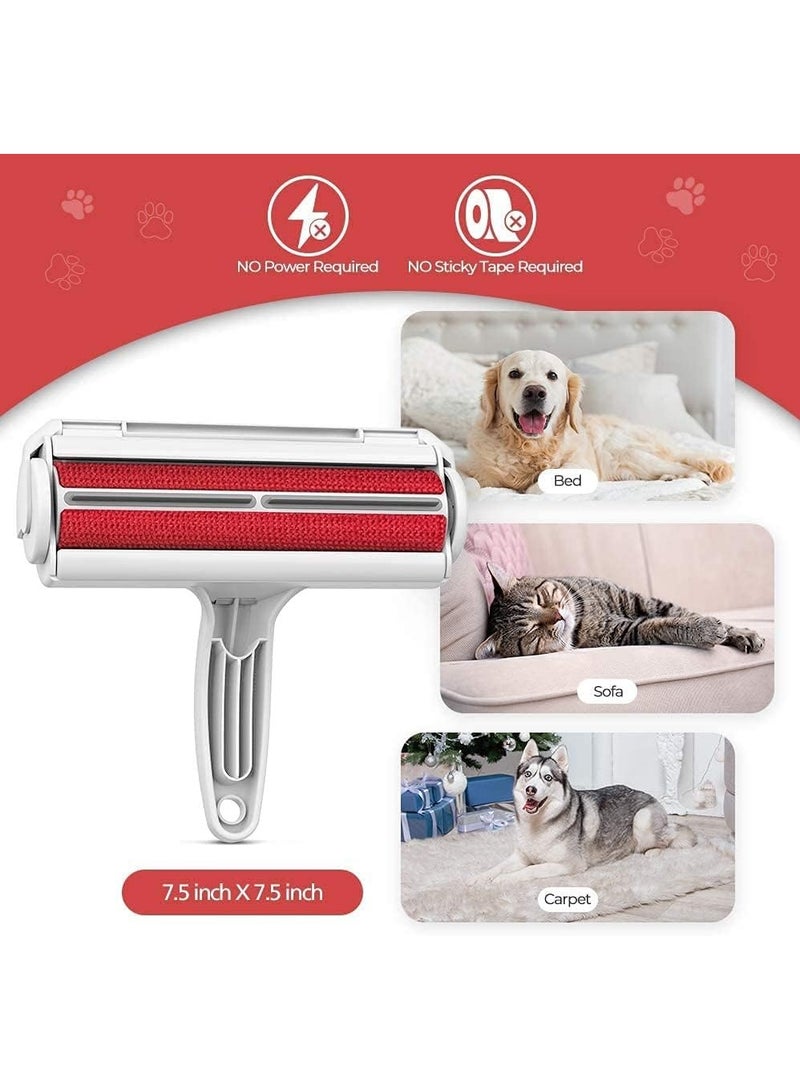 BJM Pet Hair Remover Roller - Dog & Cat Fur Remover with Self-Cleaning Base - Efficient Animal Hair Removal Tool - Perfect for Furniture, Couch, Carpet, Car Seat (Red) - Image 4