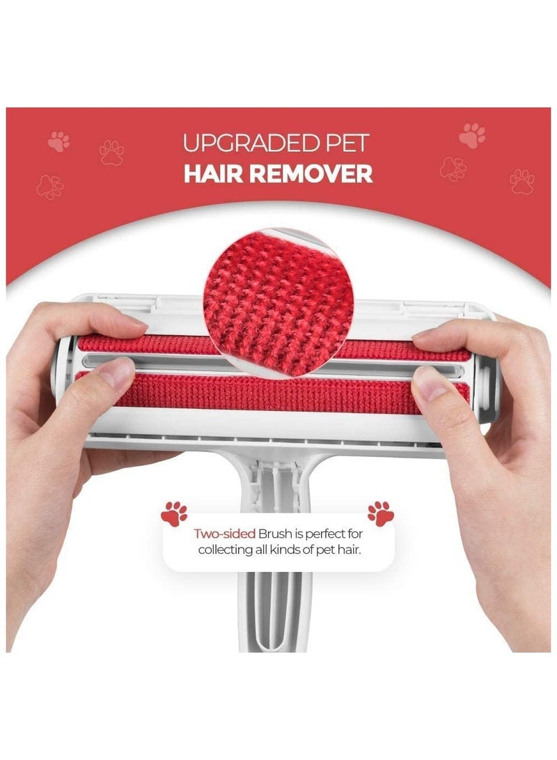BJM Pet Hair Remover Roller - Dog & Cat Fur Remover with Self-Cleaning Base - Efficient Animal Hair Removal Tool - Perfect for Furniture, Couch, Carpet, Car Seat (Red) - Image 3