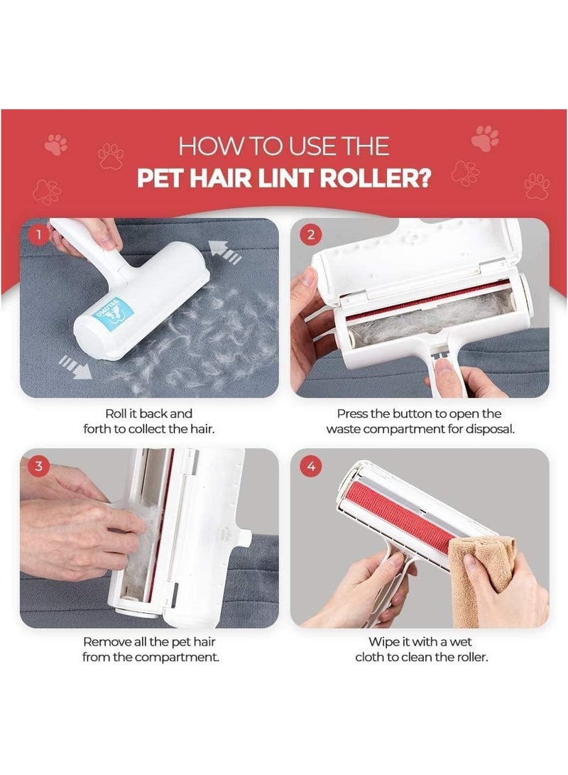 BJM Pet Hair Remover Roller - Dog & Cat Fur Remover with Self-Cleaning Base - Efficient Animal Hair Removal Tool - Perfect for Furniture, Couch, Carpet, Car Seat (Red) - Image 5