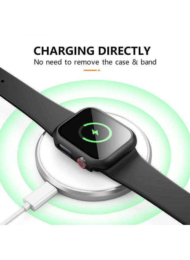 Mugust - 3 Pack Case for Apple Watch Series 9 Series 8 Series 7 45mm Hard PC Case with Tempered Glass Screen Protector Waterproof Anti-Scratch HD Ultra-Thin Full Protective Cover for iWatch 45mm (Black) - Image 1