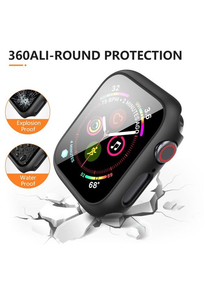 Mugust - 3 Pack Case for Apple Watch Series 9 Series 8 Series 7 45mm Hard PC Case with Tempered Glass Screen Protector Waterproof Anti-Scratch HD Ultra-Thin Full Protective Cover for iWatch 45mm (Black) - Image 1