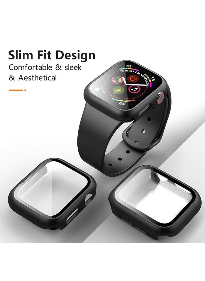 Mugust - 3 Pack Case for Apple Watch Series 9 Series 8 Series 7 45mm Hard PC Case with Tempered Glass Screen Protector Waterproof Anti-Scratch HD Ultra-Thin Full Protective Cover for iWatch 45mm (Black) - Image 1