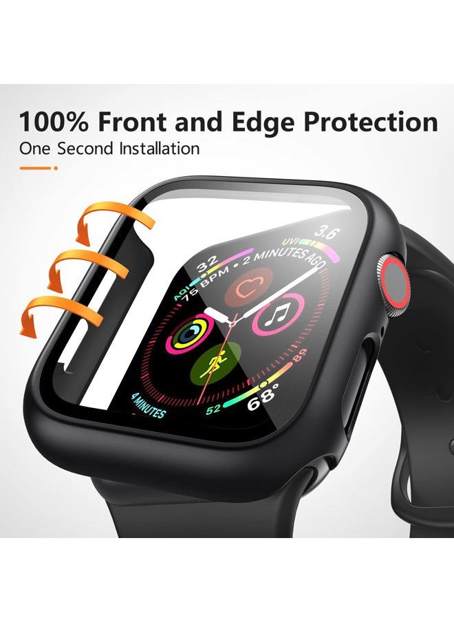 Mugust - 3 Pack Case for Apple Watch Series 9 Series 8 Series 7 45mm Hard PC Case with Tempered Glass Screen Protector Waterproof Anti-Scratch HD Ultra-Thin Full Protective Cover for iWatch 45mm (Black) - Image 1
