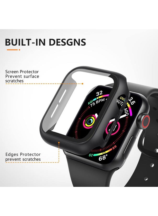 Mugust - 3 Pack Case for Apple Watch Series 9 Series 8 Series 7 45mm Hard PC Case with Tempered Glass Screen Protector Waterproof Anti-Scratch HD Ultra-Thin Full Protective Cover for iWatch 45mm (Black) - Image 1