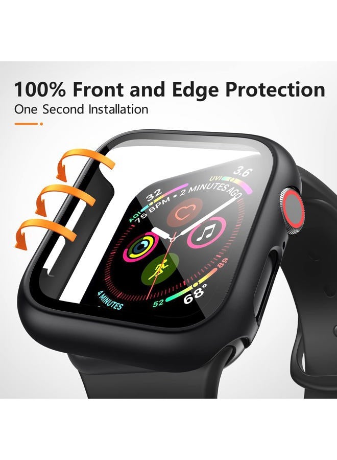 Mugust 3 Pack Case for Apple Watch Screen Protector Case 45mm Series 7 & Series 8 iWatch Case Built-in Tempered Glass Film Full Protective Hard PC Cover 45mm (Black, 3 Pack) - Image 2