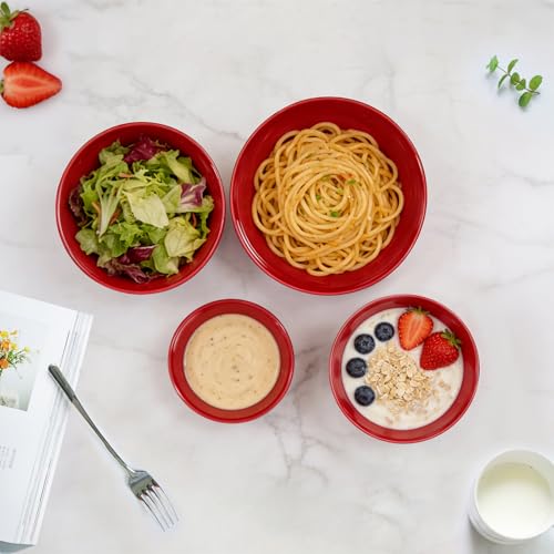 SCWBOEII 4-Piece Classic Plastic Prep Bowls with Lids, Nesting Plastic Small Mixing Bowl Set for Mixing, Baking, Prepping, Cooking and Serving Food, Microwave and Dishwasher Safe - Image 4