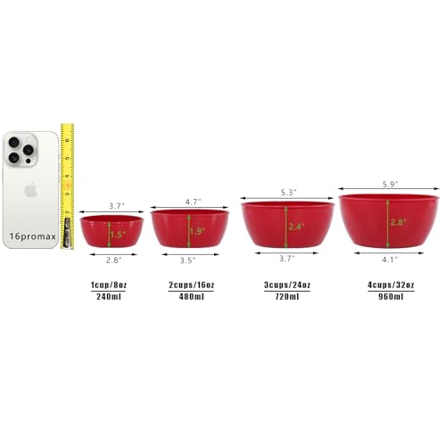 SCWBOEII 4-Piece Classic Plastic Prep Bowls with Lids, Nesting Plastic Small Mixing Bowl Set for Mixing, Baking, Prepping, Cooking and Serving Food, Microwave and Dishwasher Safe - Image 2