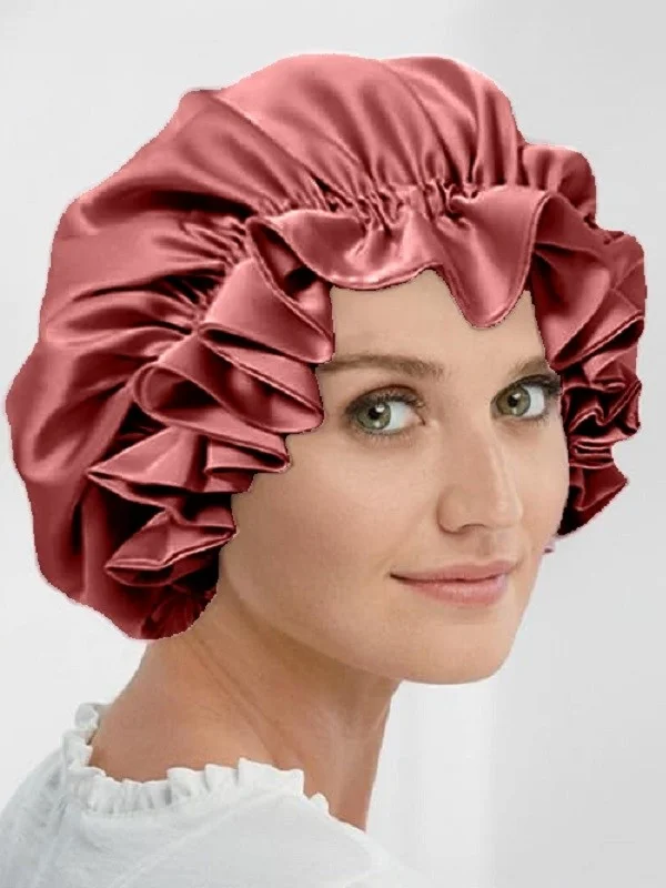 اس بي سيزن بازار SB SeninBazar Adjustable Double Layer Silk Satin Hair Care and Sleeping Bonnet Bandana-Dried Rose