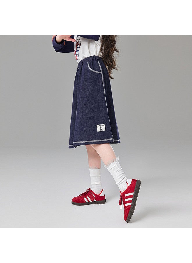 DEESHA Denim Loop Skirt】girls' 25 Spring/autumn Mid-older Kids Casual A-line Skirt - Image 4