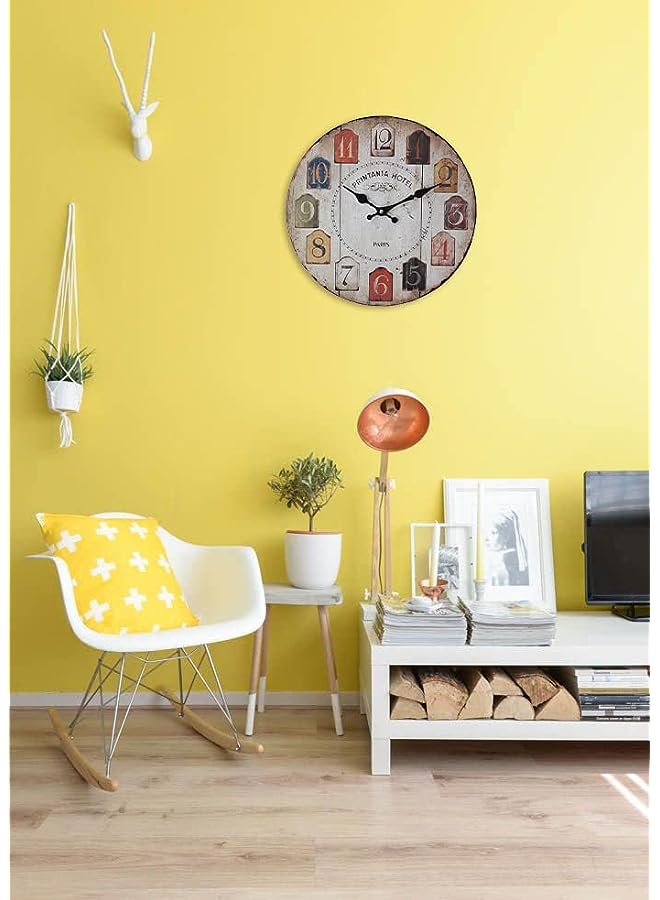 Raxoom ساعة حائط عتيقة لديكور غرفة المعيشة، ساعة حائط خشبية ريفية غير موقوتة تعمل بالبطارية، ساعة حائط عتيقة للصالون وغرفة النوم والمطبخ والمكتب. - Image 3