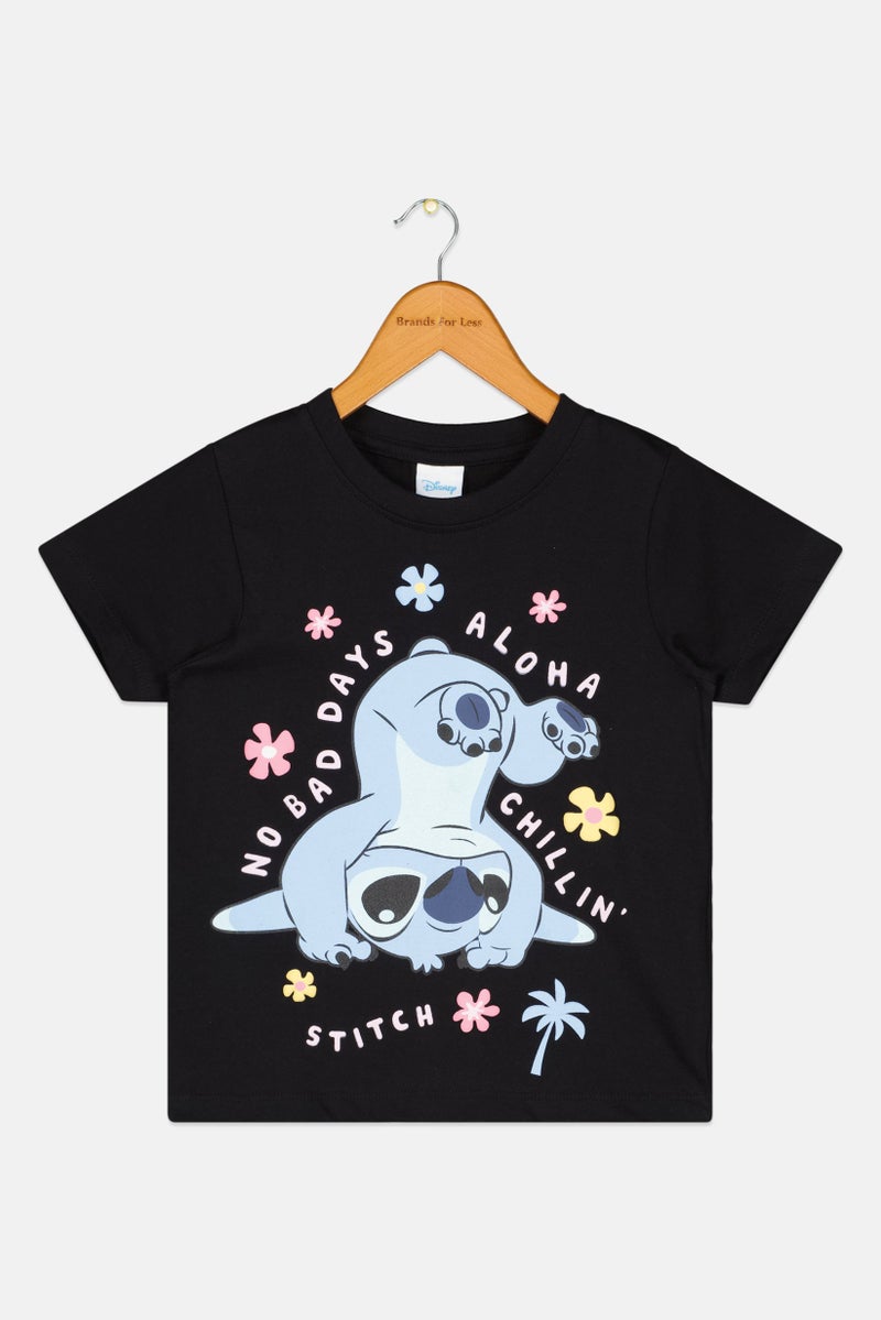 Disney Toddlers Girl Lilo And Stitch Short Sleeve T-Shirt, Black - Image 2