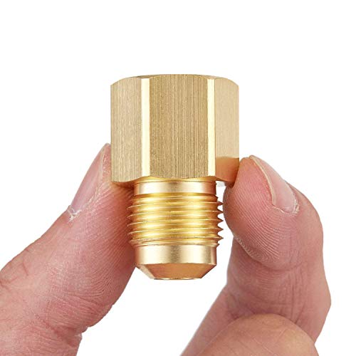 Litorange 2 PCS Brass Flare Tube Fitting Coupling Gas Adapter 3/8" Flare X 3/8" Female NPT Pipe Connector - Image 1